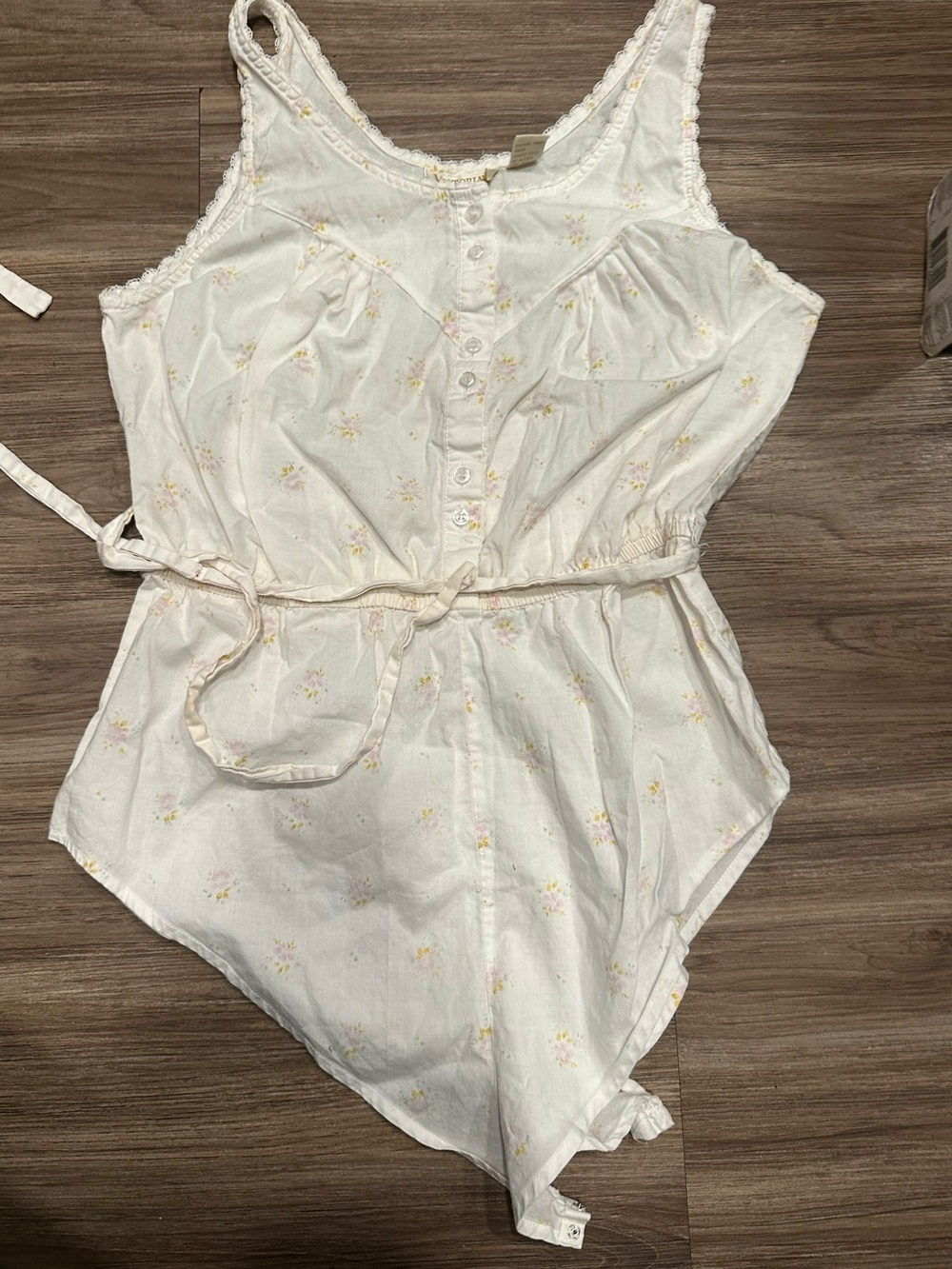 Victoria's Secret gold cotton body suit Cream Floral Tie-Waist body suit.